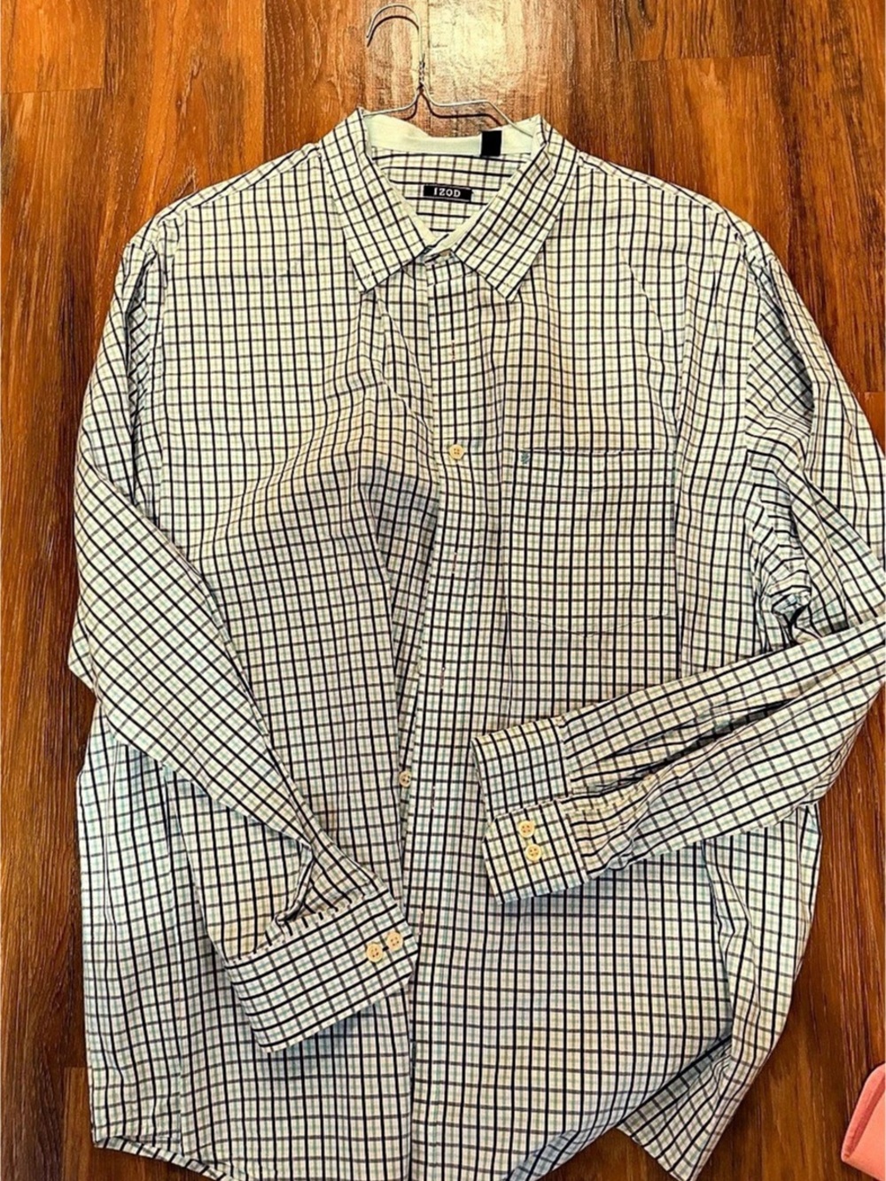 IZOD Men's Plaid Button Down in Blue & White